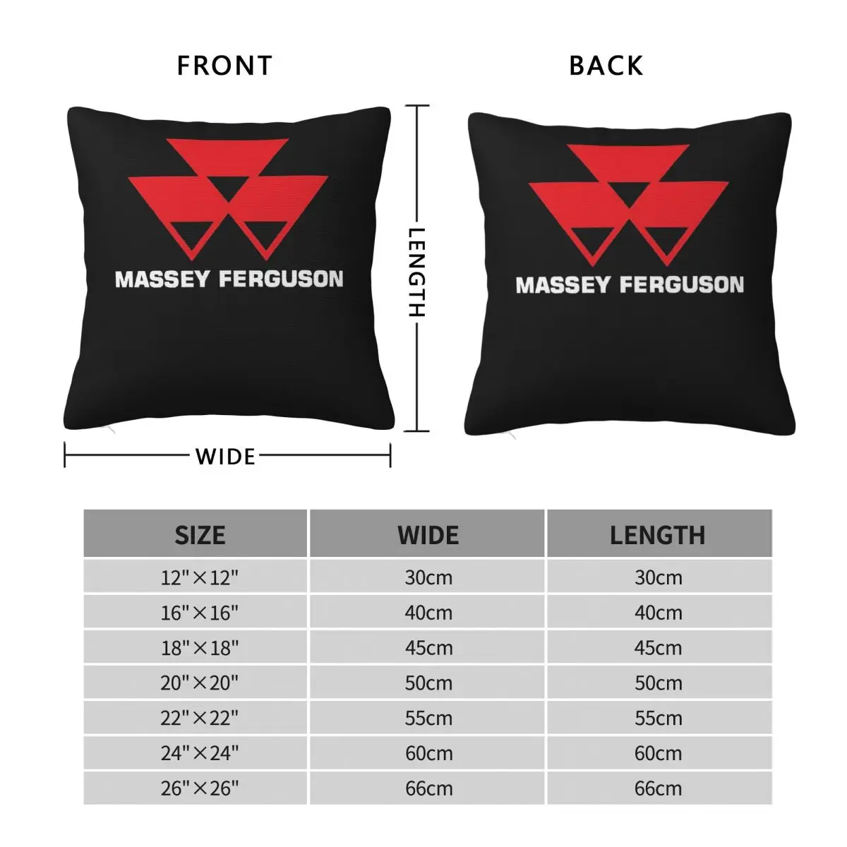 Massey Ferguson Logo Square Pillowcase Polyester Linen Velvet Printed Zip Decor Pillow Case Sofa Cushion Cover