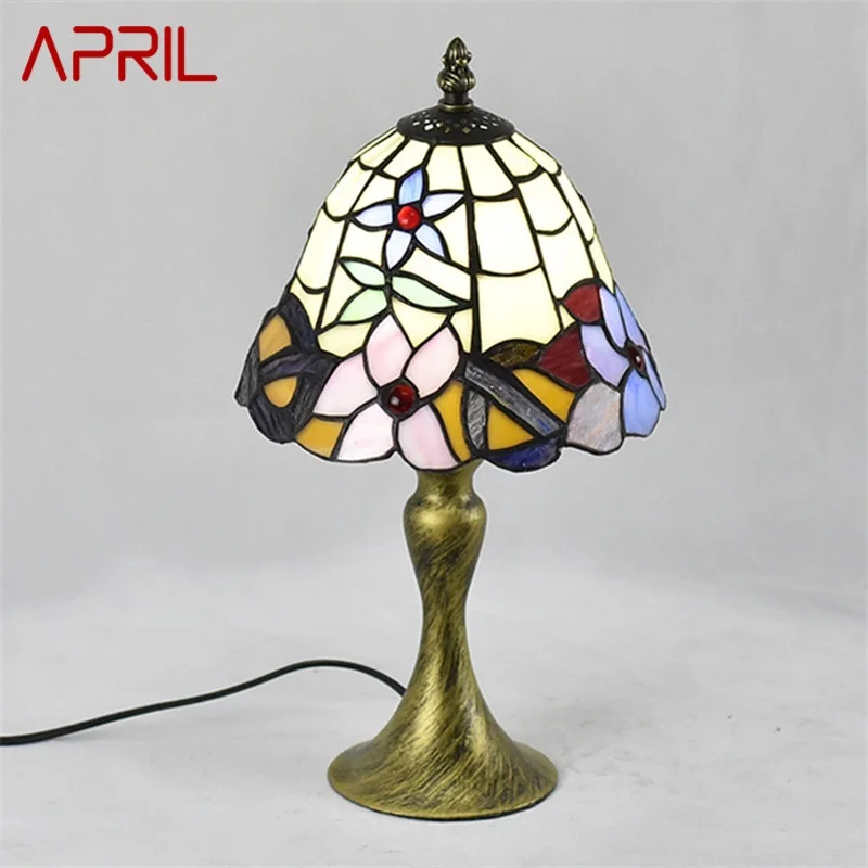 APRIL szkło europejskie lampa stołowa LED w stylu Vintage, delikatne kreatywne, na biurko światło do wystrój sypialni w salonie w domu