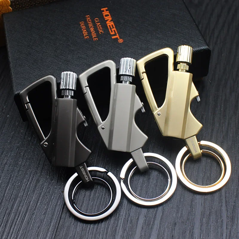 Outdoor metal keychain lighter wildfire fun gadget 10,000 times use kerosene lighter men\'s gift