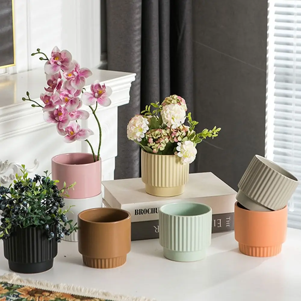 

Ceramic Flowerpot Mini Creative DIY Drainage Holes Plant Pot Bonsai Flowerpot Succulent Simple Color Planter Pots Home Decor 화분