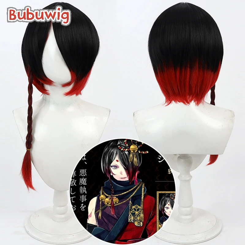 Bubuwig Synthetic Hair Shinonome Yuhan Cosplay Wigs Devil Butler with Black Cat English Black Gradient Red Wig Heat Resistant