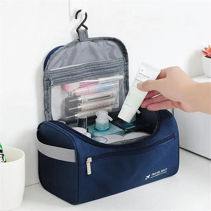

1Pcs Men Waterproof Hanging Makeup Bag Large Capacity Oxford Travel Toiletries Storage Bag with Zipper Suitable for Bathroom