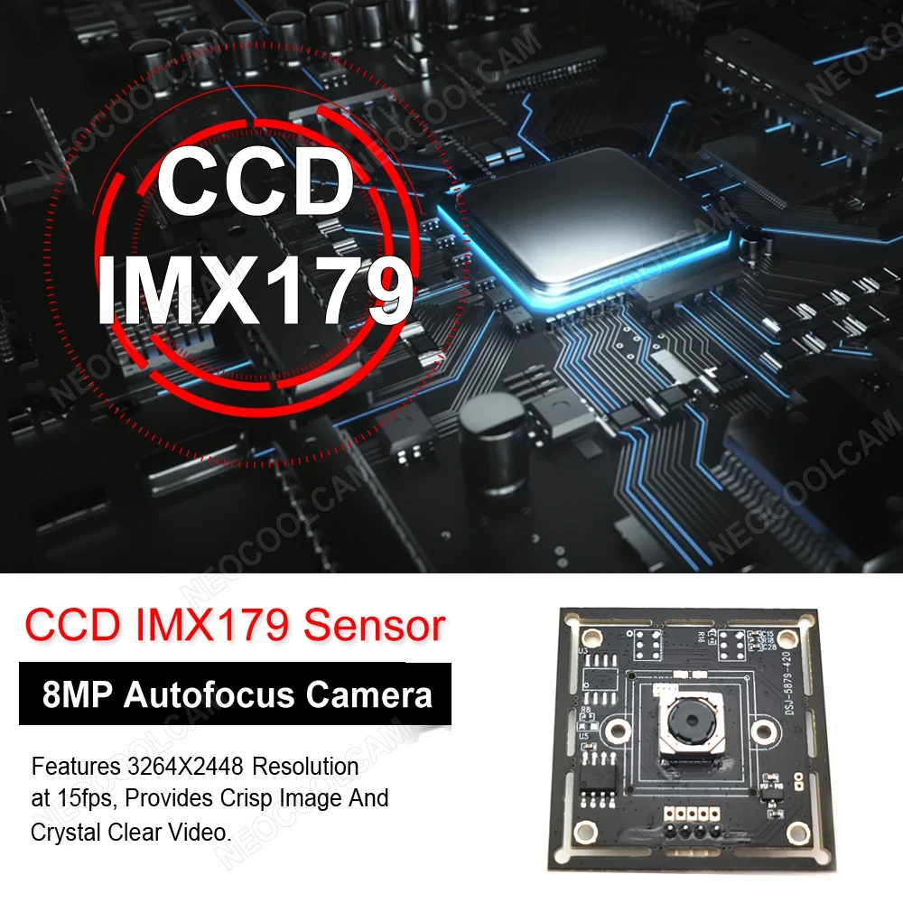 Módulo de cámara de enfoque automático USB 4K 8MP Sensor CCD IMX179 lente sin distorsión UVC OTG Plug and Play para adquisición/enseñanza de imágenes