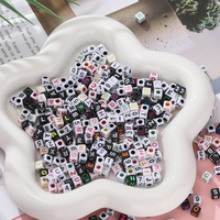 100pcs 5mm Acrylic Square Alphabet Letter Number Bead Mixed Spacer Beads for DIY Necklace Bracelet Jewelry Making Accessories