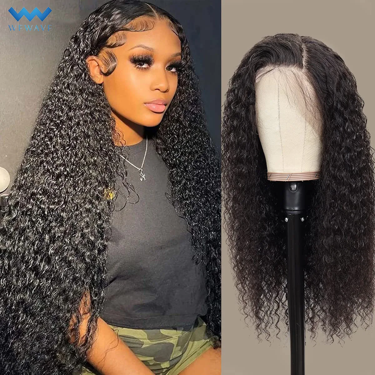 

40 Inch Deep Wave Lace Front Wigs 5x5 HD Lace Closure Wig Human Hair 180% Density Glueless Wig for Black Women Virgin Curly Wigs