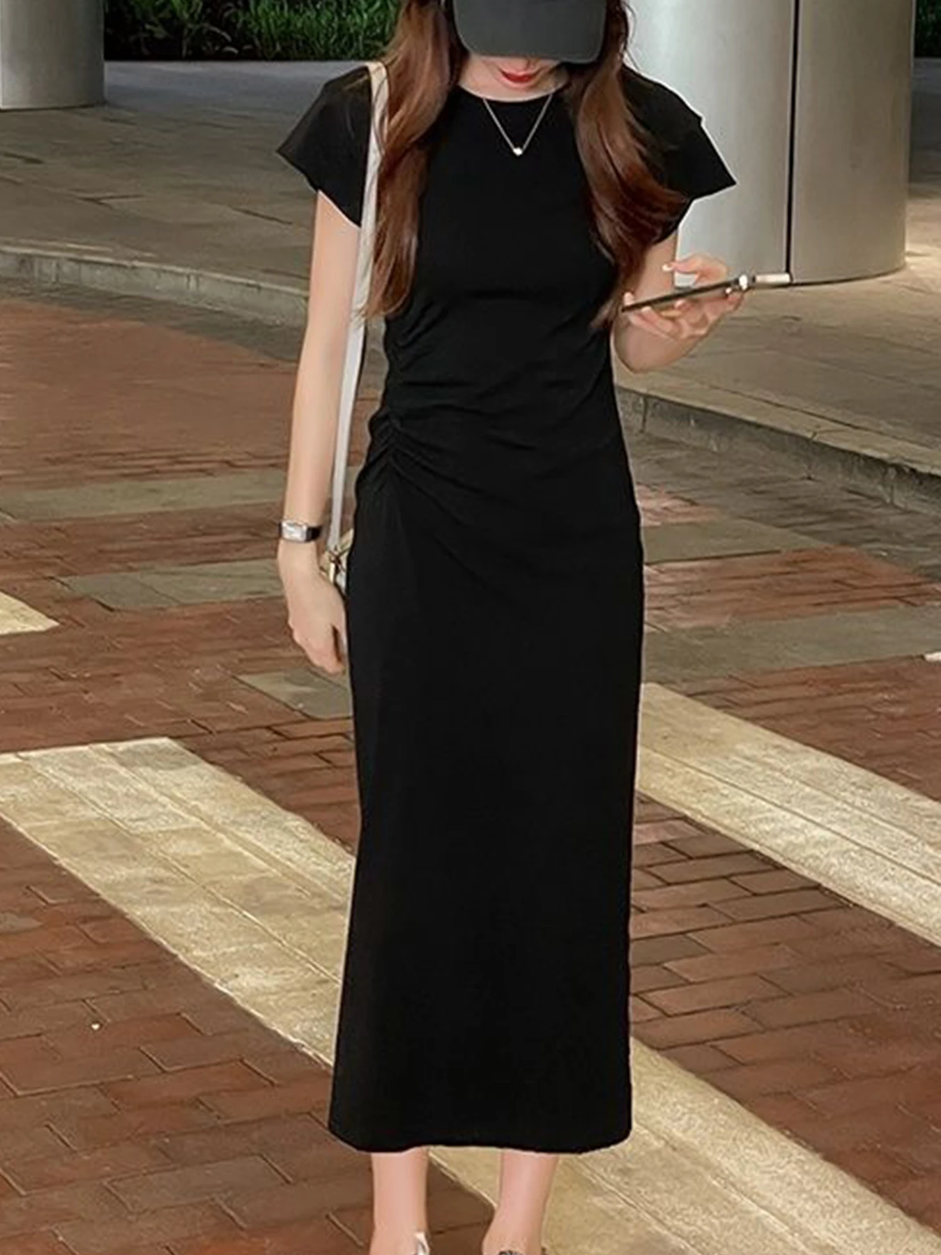 Sommerkleid mit tailliertem Schnitt, heißer Mädchenstil, schlankes Kleid, lässiger, entspannter Stil, reines Wunschkleid, langes Rockkleid, Hüftrock, Damen-Sommerkleid – Detail 15