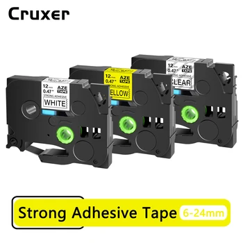 6/9/12/18/24mm preto no branco fita TZE-S231 s621 tzs131 tzs251 etiqueta adesiva forte compatível para fabricantes de etiquetas brother p-touch