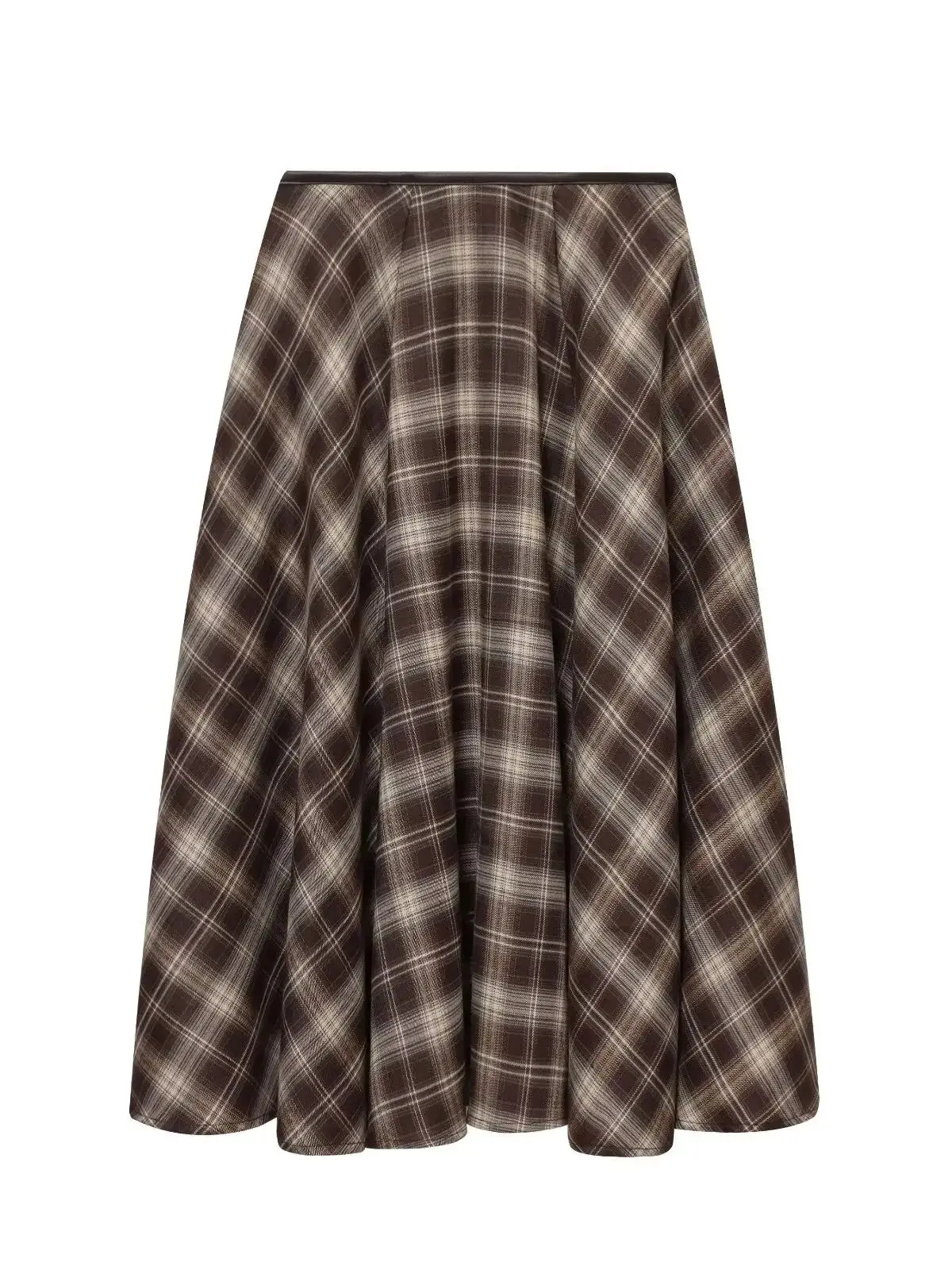 ربيع الخريف خمر حجم كبير متوسطة طول المرأة منقوشة تنورة عالية الخصر التخسيس فستان طويل العصرية الرجعية منقوشة ألف خط تنورة #5