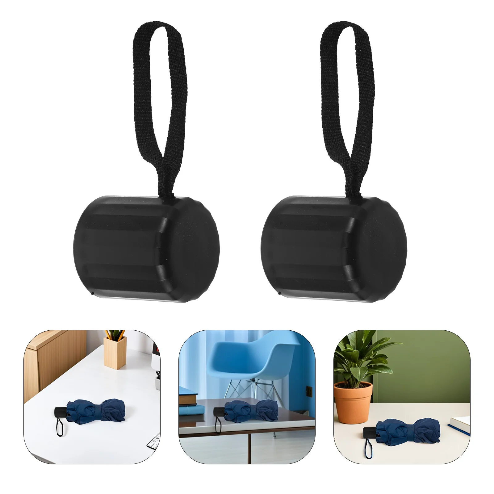 

2Pcs Black Vertical Stripe Plastic Umbrella Handle Replacement Grip Folding Rain Umbrella Repair Accessories Universal Fit