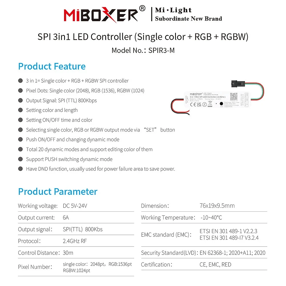 Miboxer (Single color/RGB/RGBW) IC Signal TTL Dim Controller for WS2811 WS2812 WS2815 Led strip DC5V-24V