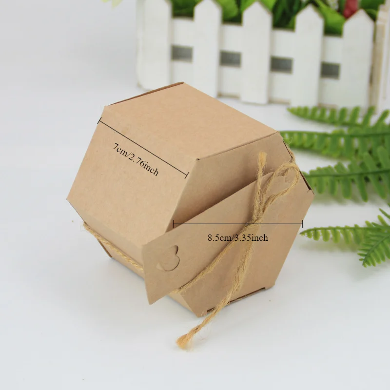 50/100pcs 8.5x7cm Kraft Paper Gift Package with Decorative Tags and Party Candy Bag Square Packaging Paper Box