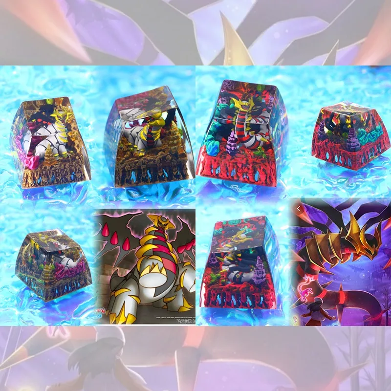 pokemon-anime-keycaps-legendary-bird-legendary-beasts-giratina-resin-transparent-stereoscopic-keys-for-mechanical-keyboard-gifts