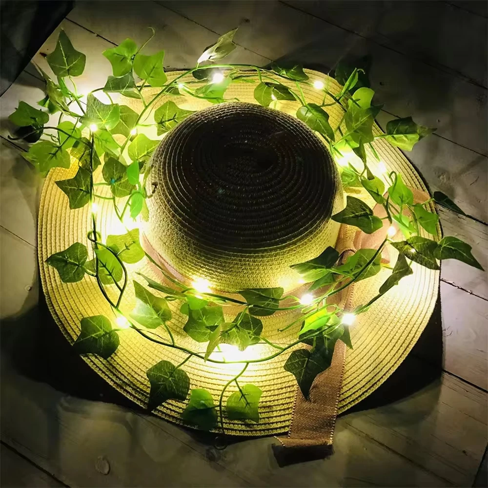 Flower Green Leaf String Lights Artificial Vine Fairy Lights Battery Powered Christmas Tree Garland Light for Weeding Home Decor