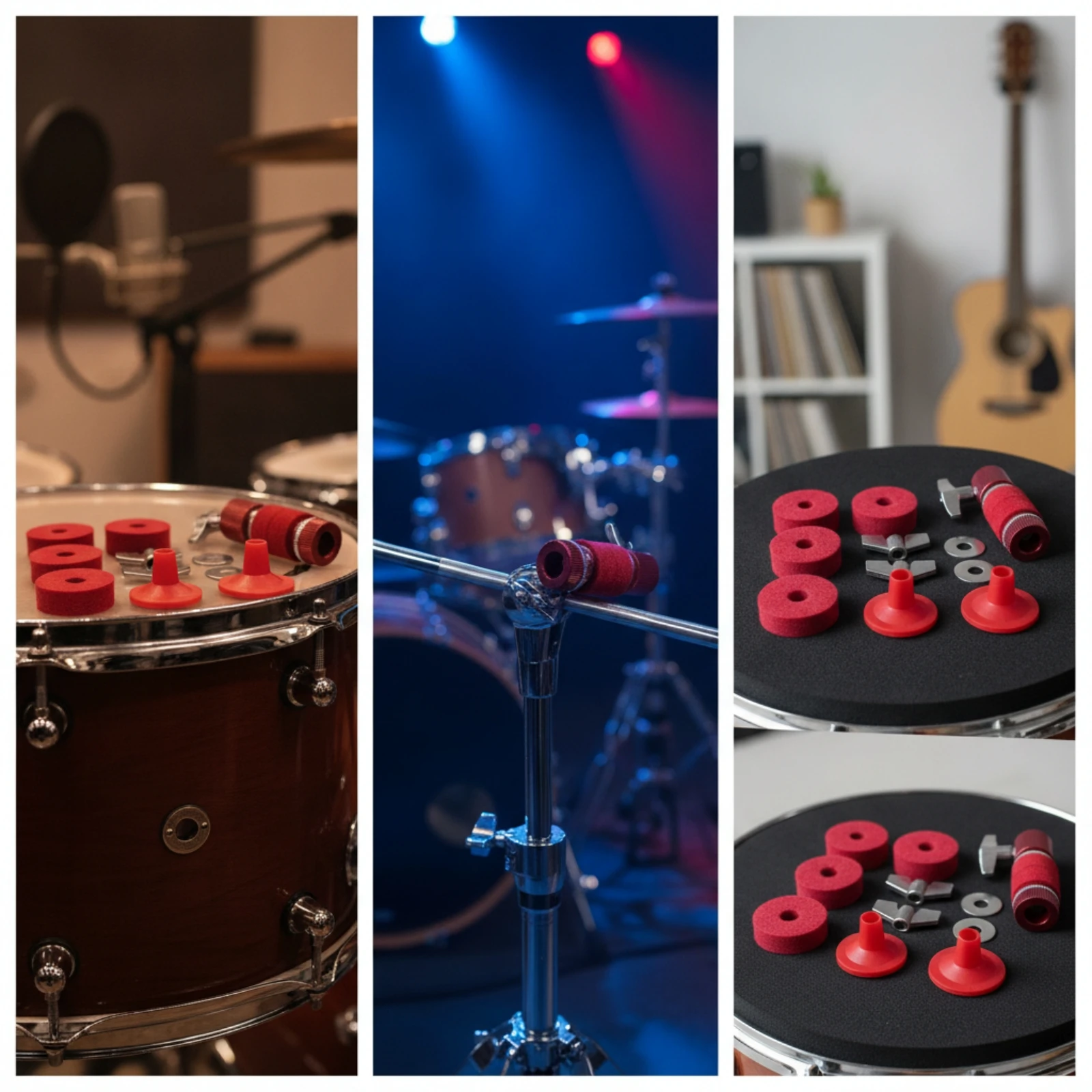 11 Pieces Drum Accessory Kit Easy to Replace Cymbal Hardware Set Cymbal Stand Felts Vibration-Damping Wing Nuts Metal