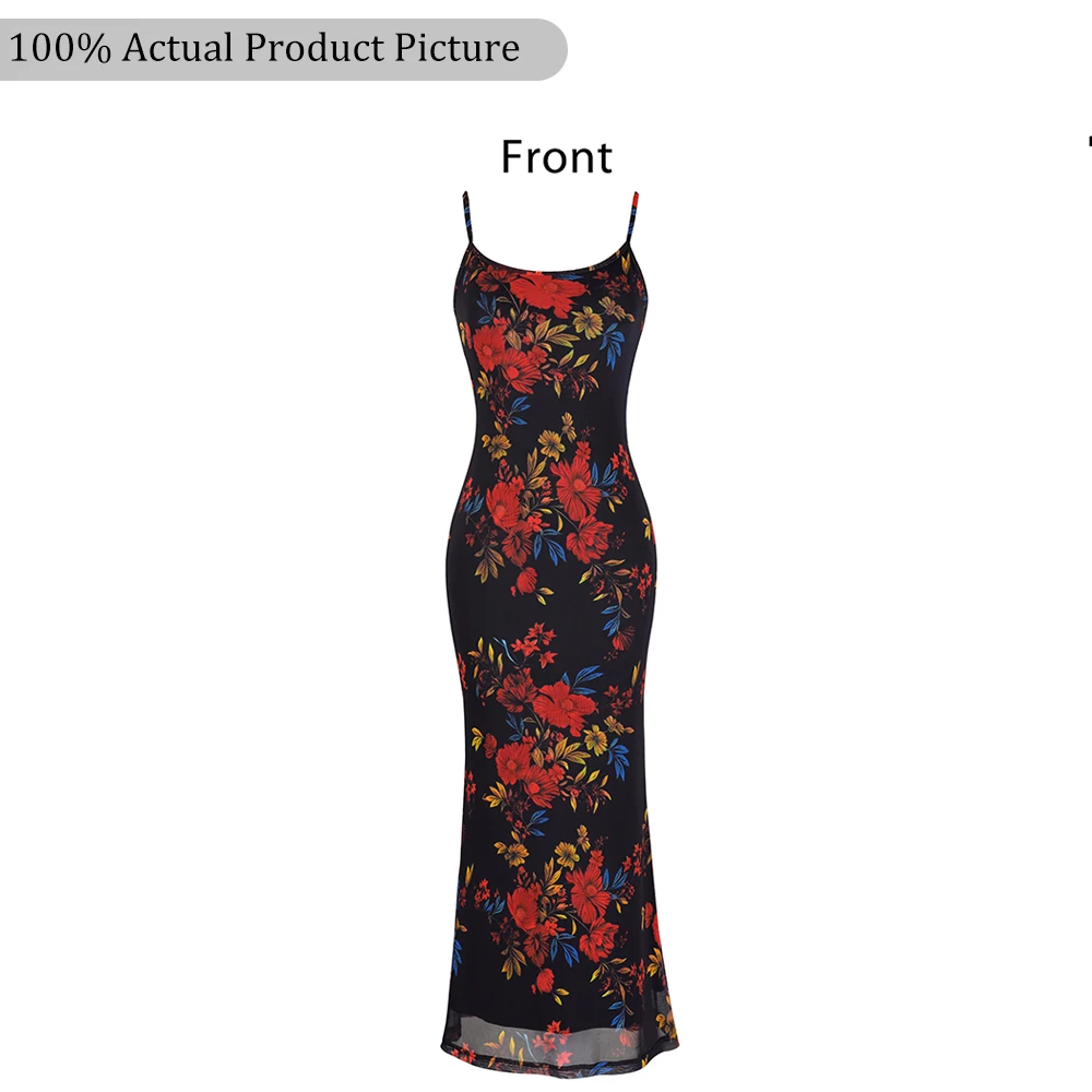 Vfemage 女性スパゲッティストラップボディコンセクシーなバックレススクープネックカクテルイブニングウェディングパーティーカジュアルビーチロングマキシドレス 12295