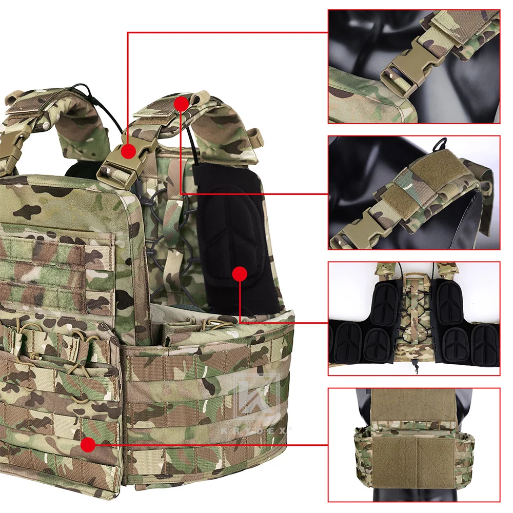 KRYDEX Tactical  Vest MOLLE Plate Carrier Heavy Duty Body Armor Airsoft Army Paintball Combat Protective Camo Vest Accessory