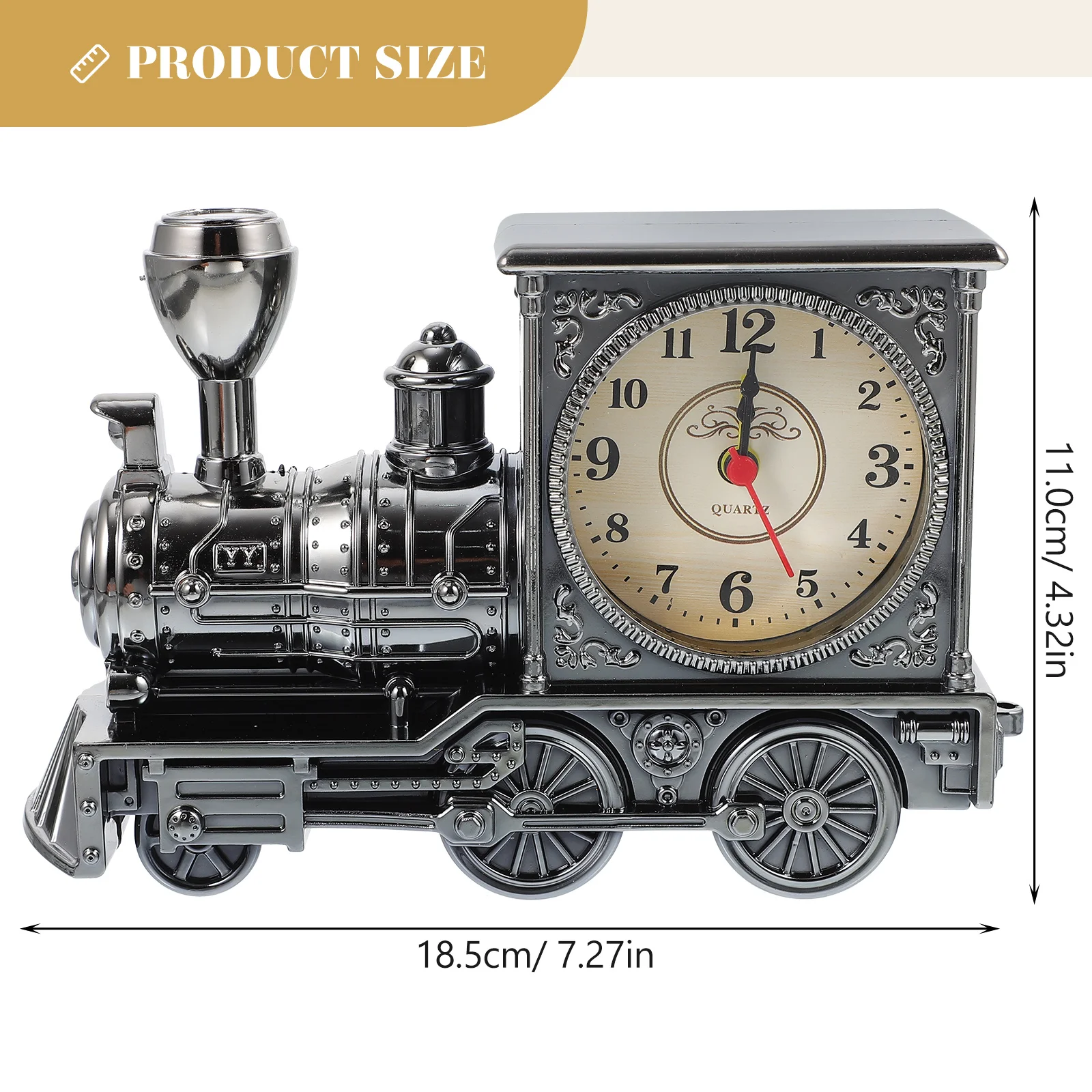 Retro Alarm Clock Diecast Vintage Table Train Decor Locomotive Night Light Desk Car Child