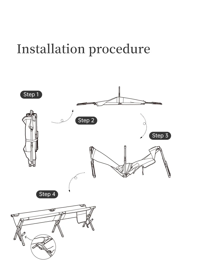 Naturehike XJC03 Outdoor-Klappbett, tragbar, stabil, schnell aufzubauen, Schlafliege, 140 kg Traglast, Picknick-, Reise- und Campingtischbett – Detail 17