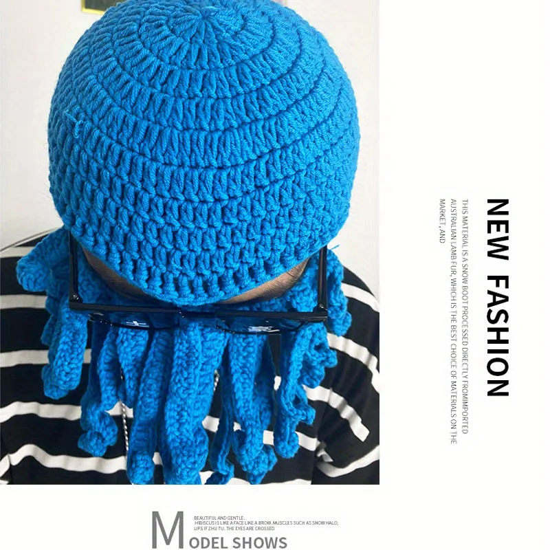 Europäische und amerikanische hand gewebte lustige Party Octopus Bart Hut häkeln Cthulhu Männer und Frauen gestrickt Wind maske Hut Halloween ani – Detail 2