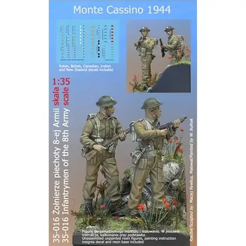 1/35 Resin unpainted model Kit, military theme, Monte Cassino 8th Army Infantry (with base) unassembled and unpainted GK, 1308R