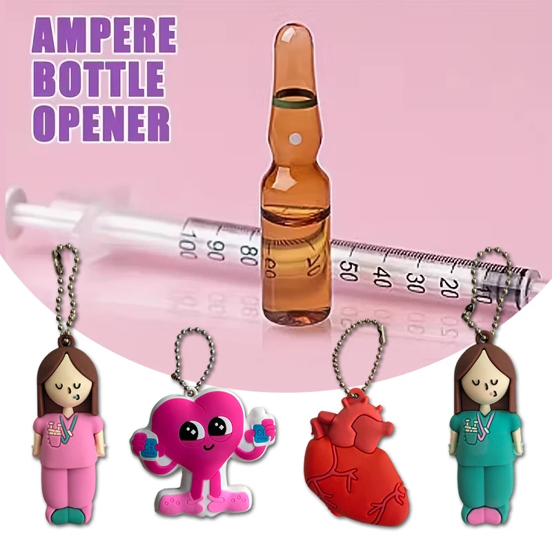 Ampoule Bottle Opener Pendant Soft Gel Ampoule Keychain Syringe-Shaped Nurse Doctor Ampoule Opener Medication Vial Breaker Tool