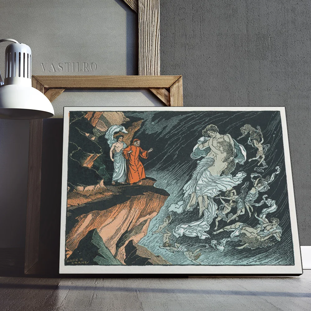 Donn Philip Crane Art Print Poster Divine Comedy Dante Literature Illustration Wall Picture Fairy Nymph Canvas Painting Decor