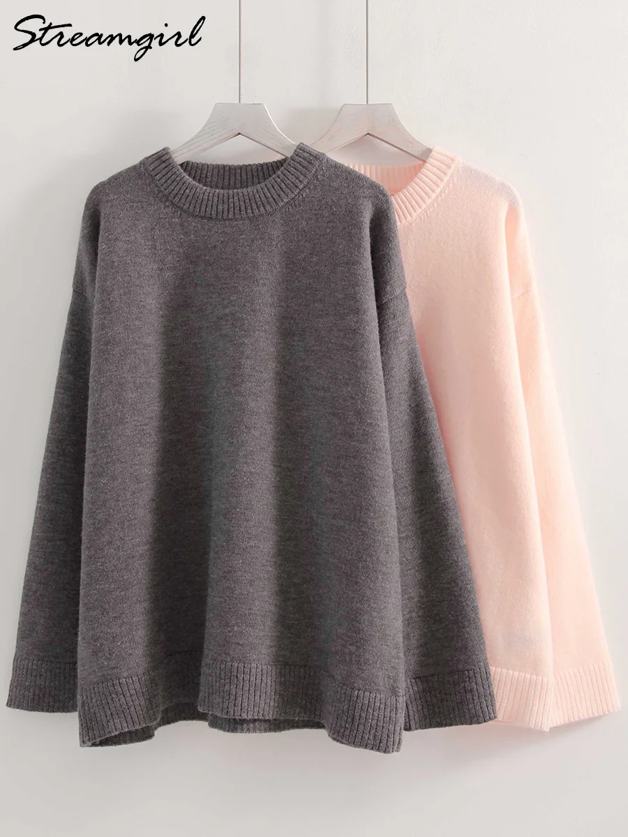 Warm Green Oversize Sweaters For Women Winter O Neck Pullovers Pink Vintage Jumpers Solid Knitwear Fall Woman Grey Sweater Thick 5 Warm Green Oversize Sweaters For Women Winter O Neck Pullovers Pink Vintage Jumpers Solid Knitwear Fall Woman Grey Sweater Thick 5