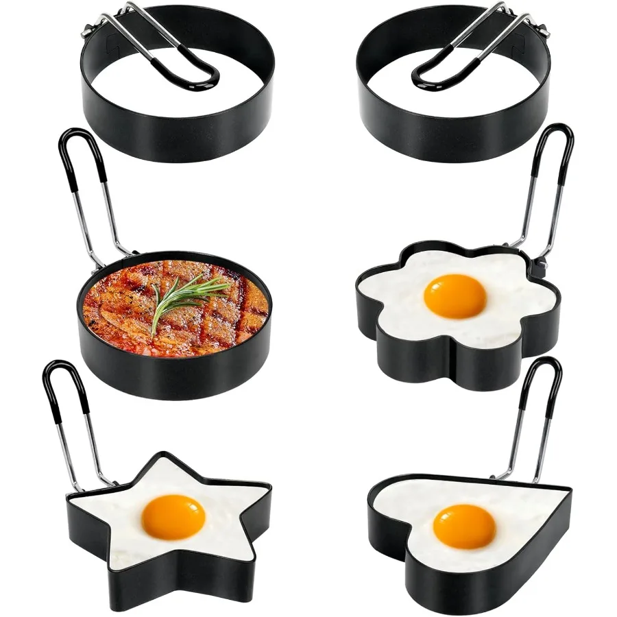 

6 Pack Stainless Steel Egg Rings for Cooking Eggs Round Pancake Molds for Frying Eggs Omelets and Muffins Nonstick Egg Cooking