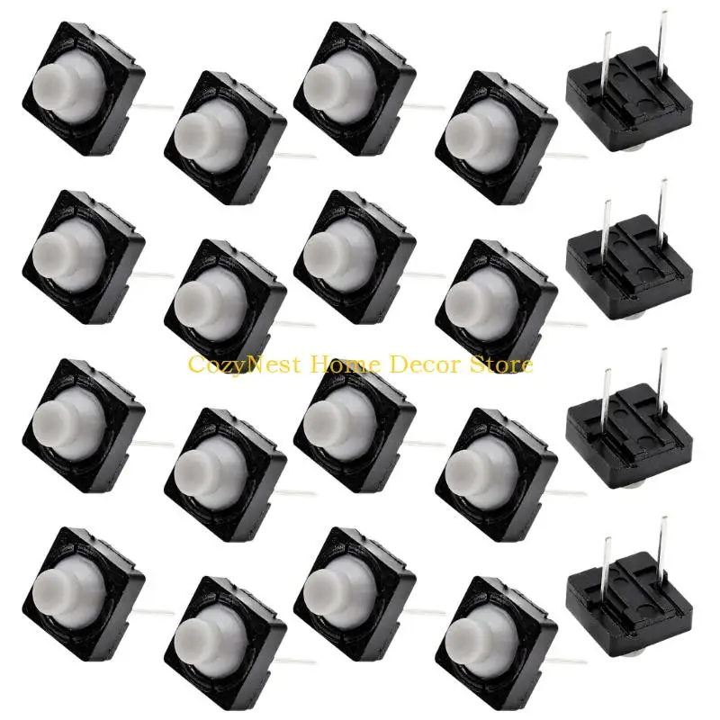 92MF Push Button Switches with Quiet Silicone Operation for Circuit Board Soldering, Device Input, and DIY Assembly, 20 Pack