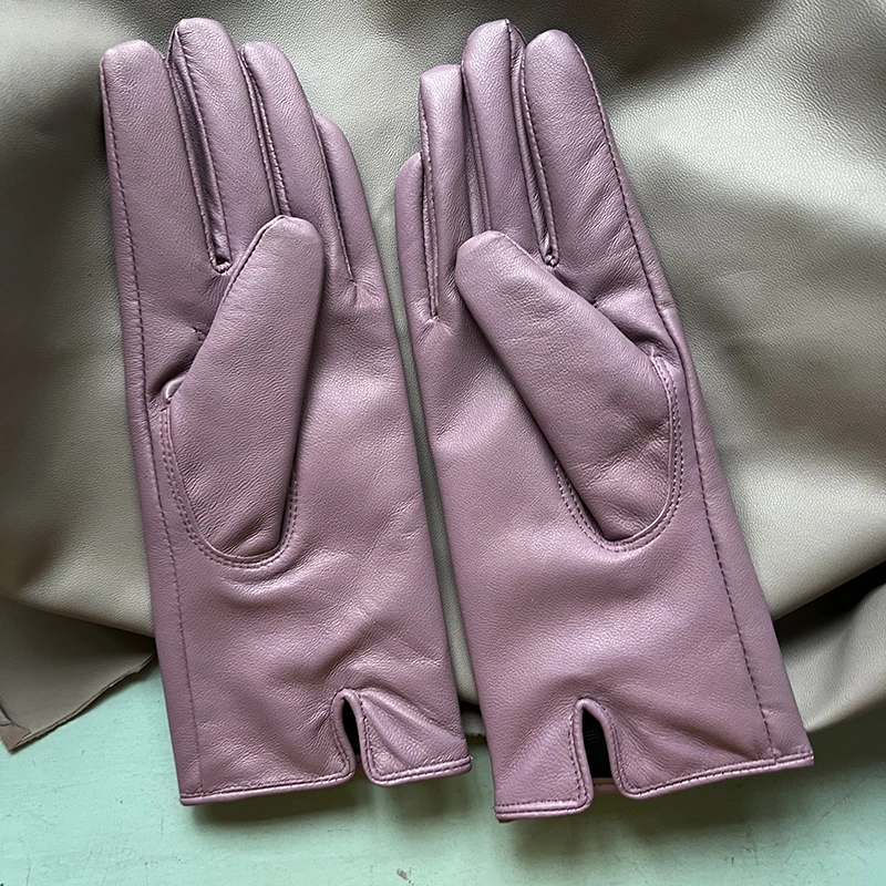Genuine Leather Gloves 24cm Women Light Blue Thin Rayon Lining Straight Edition Style Men Pure Sheepskin Glove Color Driving