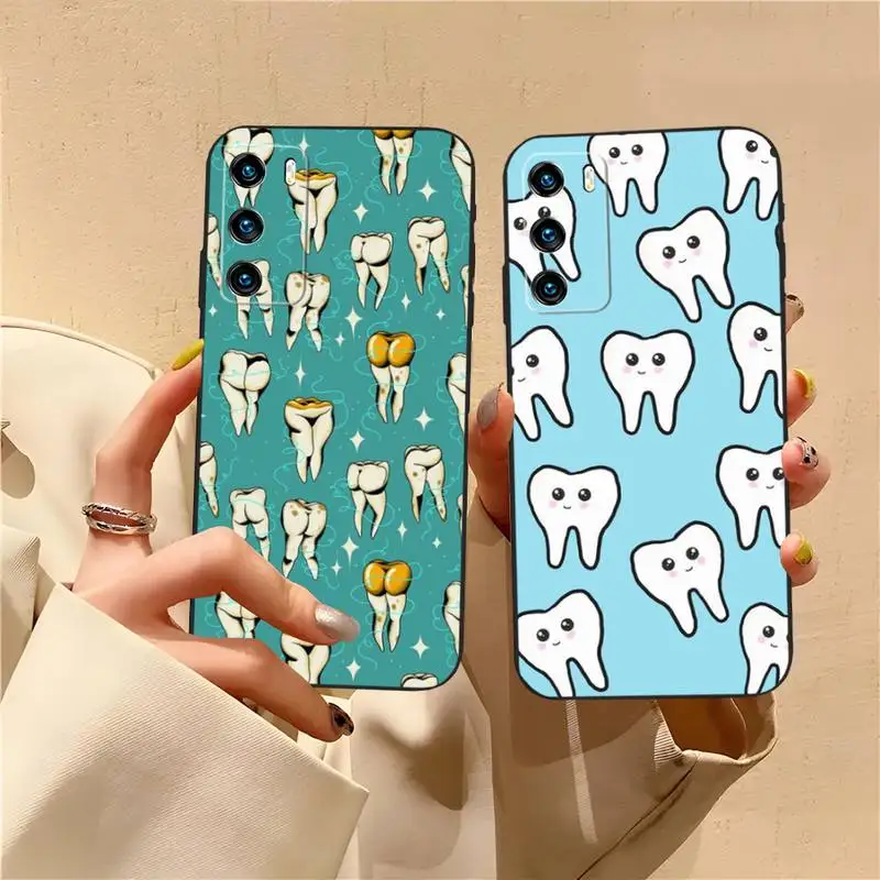 Tooth Pattern Phone Case For Huawei Mate 40 40Pro 30 20 10 Lite Pro Nova 7SE 7Pro 7 6 5 4 3 E 2S Coque Fundas Shell