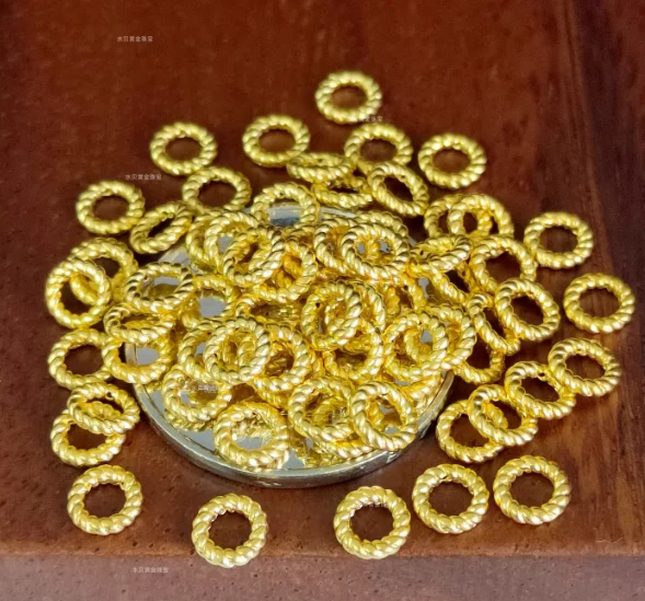 24k pure gold jewelry spacers fine gold stoppers for beads gold twisted spacer 5.3mm big hole 3mm
