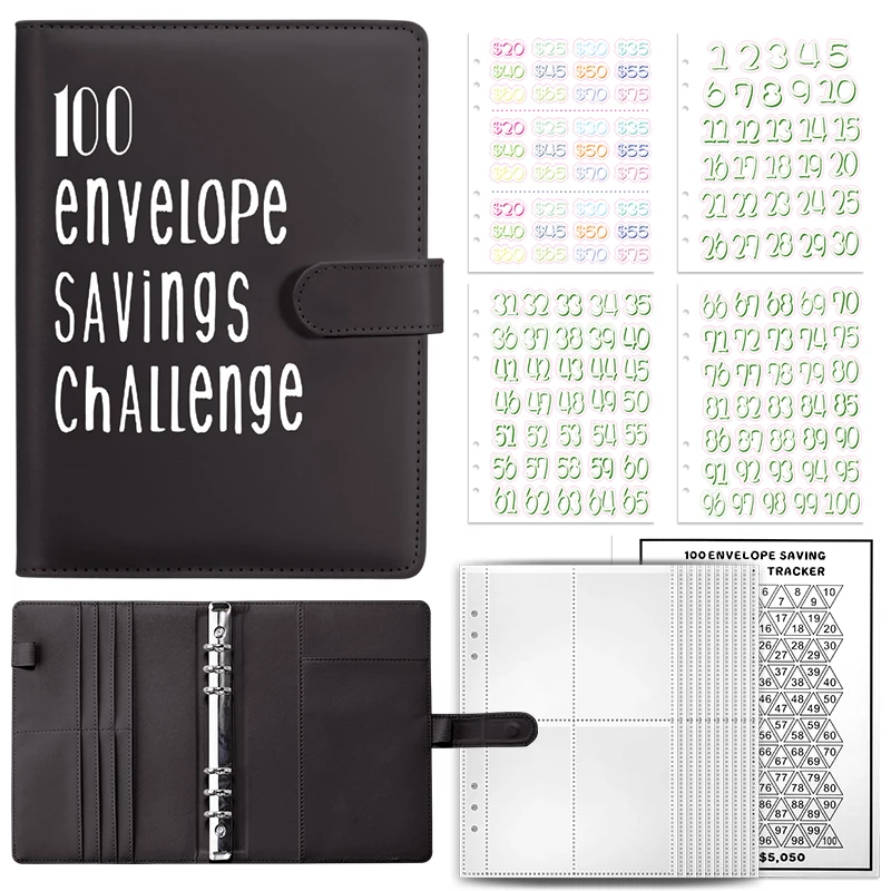 

100 Envelope Challenge Binder Save Savings Challenges Loose-Leaf Binder Budget Binder With Cash Envelopes Money Organizer System