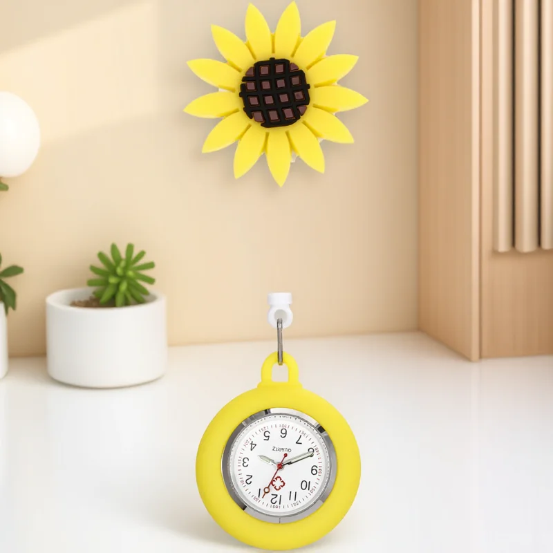 

1pc Nurse Chest Watch Pocket Hanging Pendant Durable Lightweight Portable Student Fob Badge Reel Sunflower Design