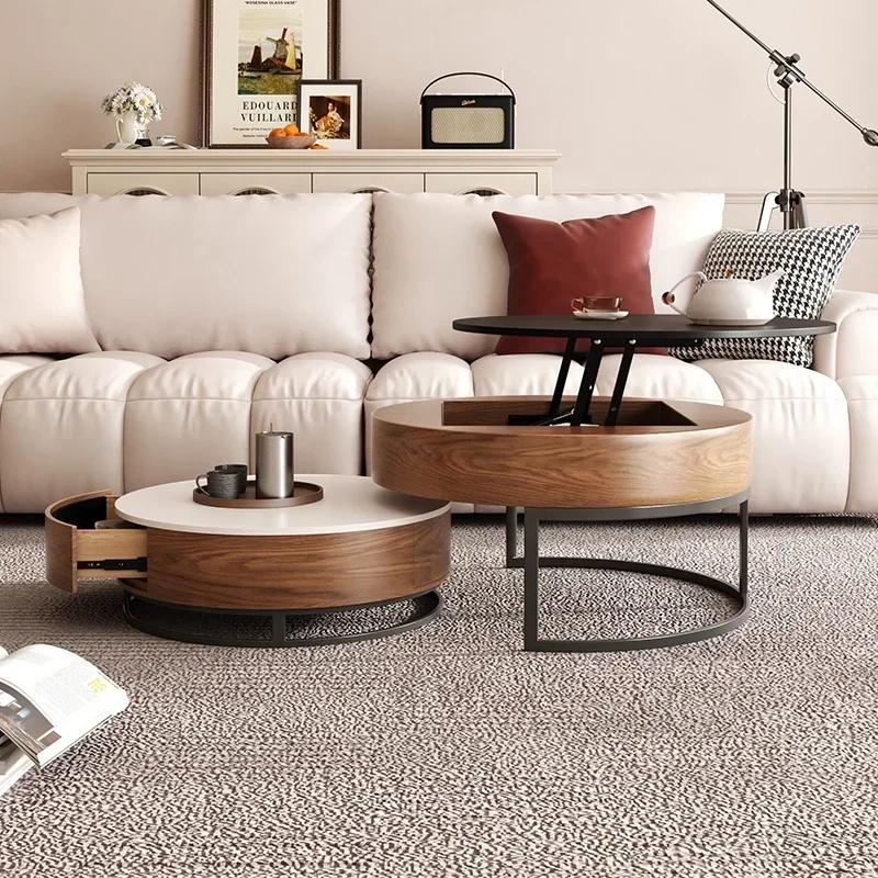 ارتفاع رفع الترفيه قابل للتعديل أثاث غرفة المعيشة القهوة الخشبية المستديرة #5