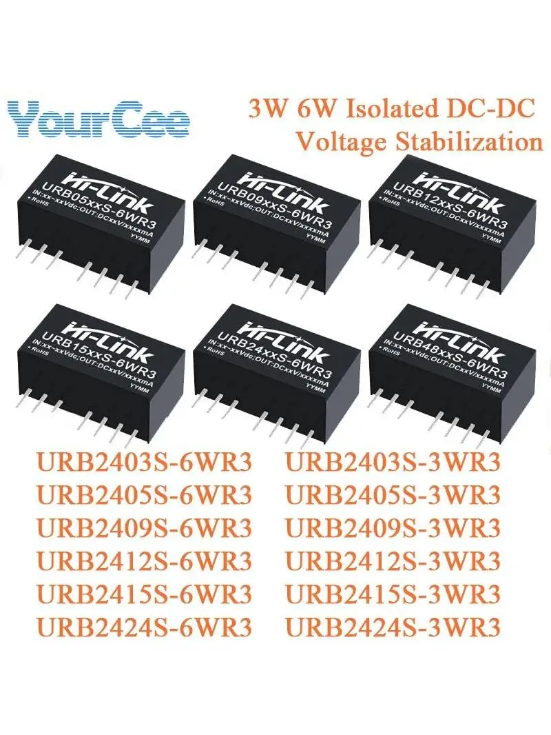 Moduł izolowany DC-DC 3W 6W 24V (9-36V) do 3.3/5/12/15/24V Stabilizacja napięcia URB2403S URB2405S URB2409S URB2412S URB241 — zdjęcie produktu 7