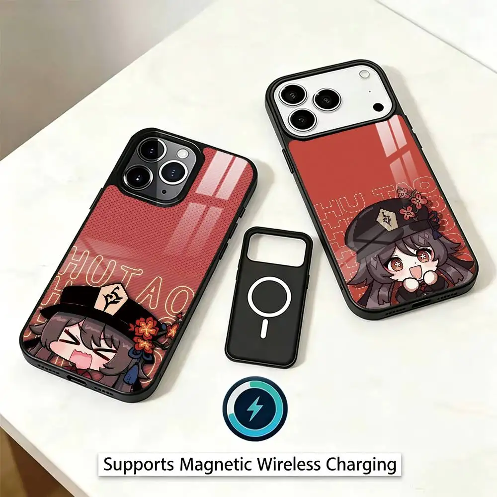 Genshin Impact Hu Tao Phone Case For iPhone17,16,15,14,13,12,11 Plus,Pro Magnetic Supports Magnetic Wireless Charging