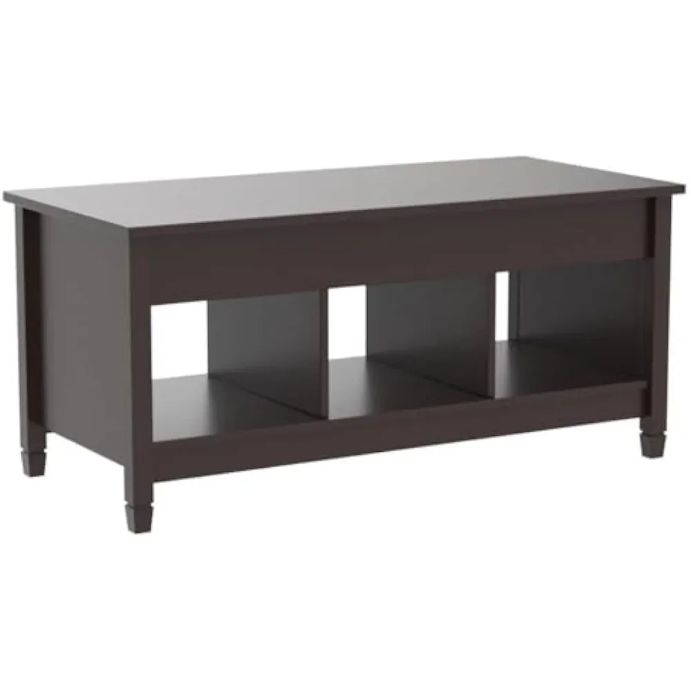 

Lift Top Coffee Table, Modern Wood Table with Hidden Compartment Lower Storage Shelves, Wooden Laptop Table Home Furniture