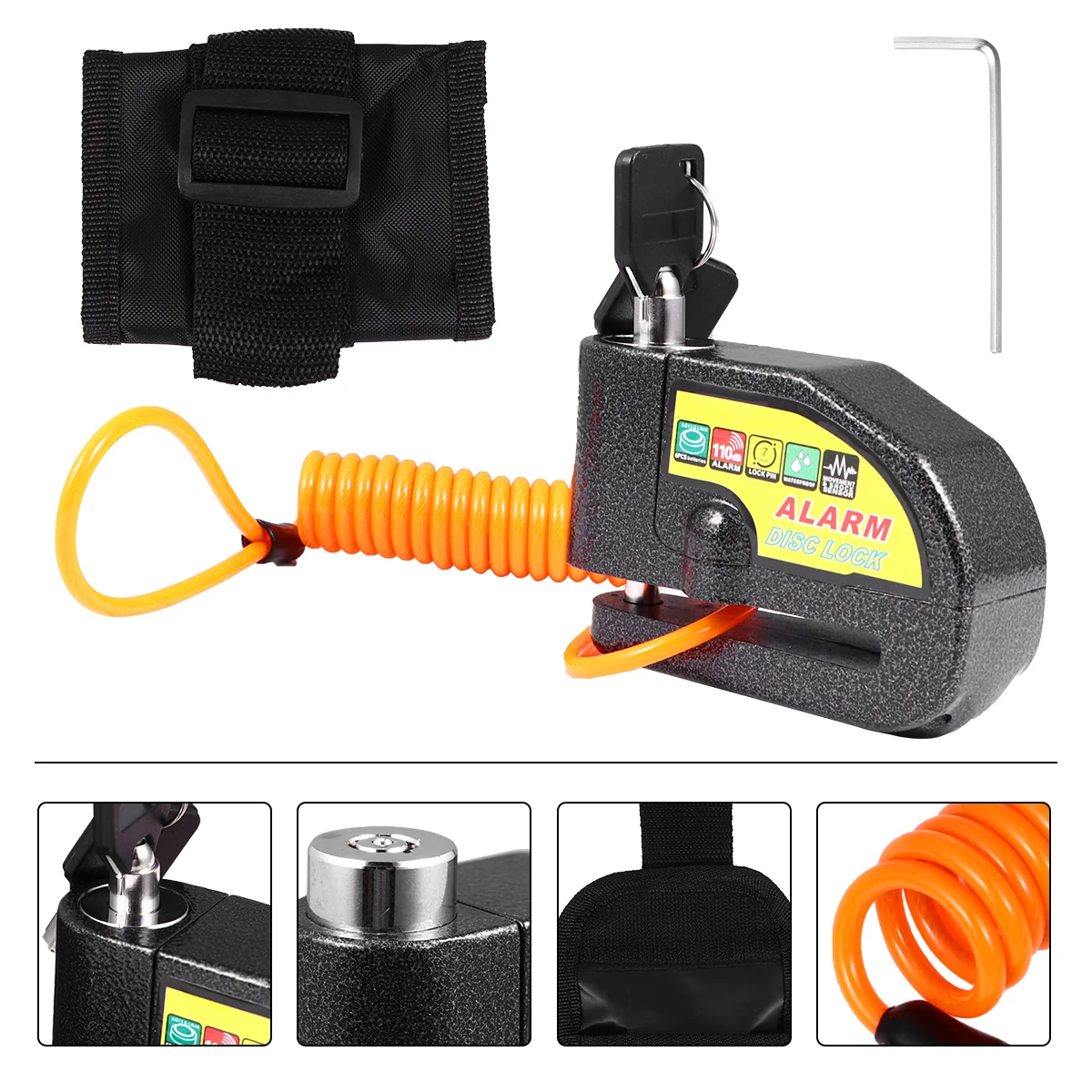 

Motorcycle Anti-theft Lock Alarm Disc Brake Waterproof Padlock Scooter Wheel Disk