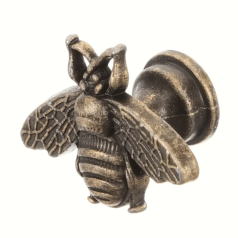 10Pcs French Vintage Zinc Alloy Bee-Shaped Handle, with Installation Screws Included, for Use in Wardrobes and Cabinets