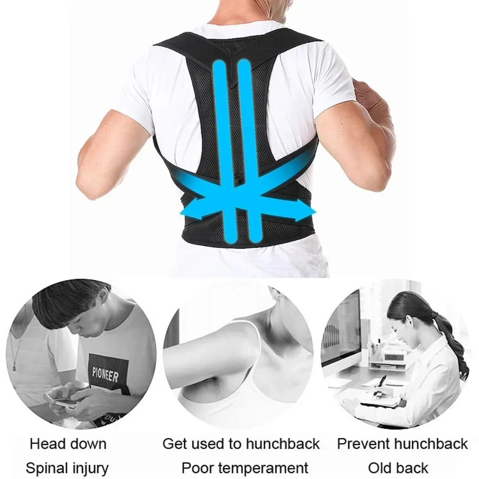 Black Brace Support Belt Adjustable Back Posture Corrector Clavicle Spine Back Shoulder Lumbar Posture Correction School Office