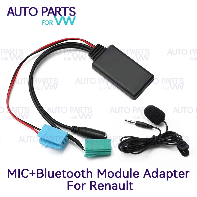 

Car Bluetooth 5.0 Module AUX Adapter MIC Handsfree Radio Green Blue Mini ISO 6Pin 8Pin Connector for Renault