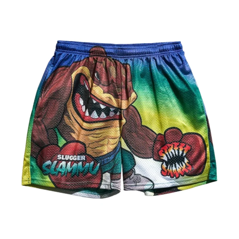 American Street Sharks Retro Shorts Summer Basketball Mesh Athletic Shorts Family Matching Beach Shorts Breathable Quick-drying