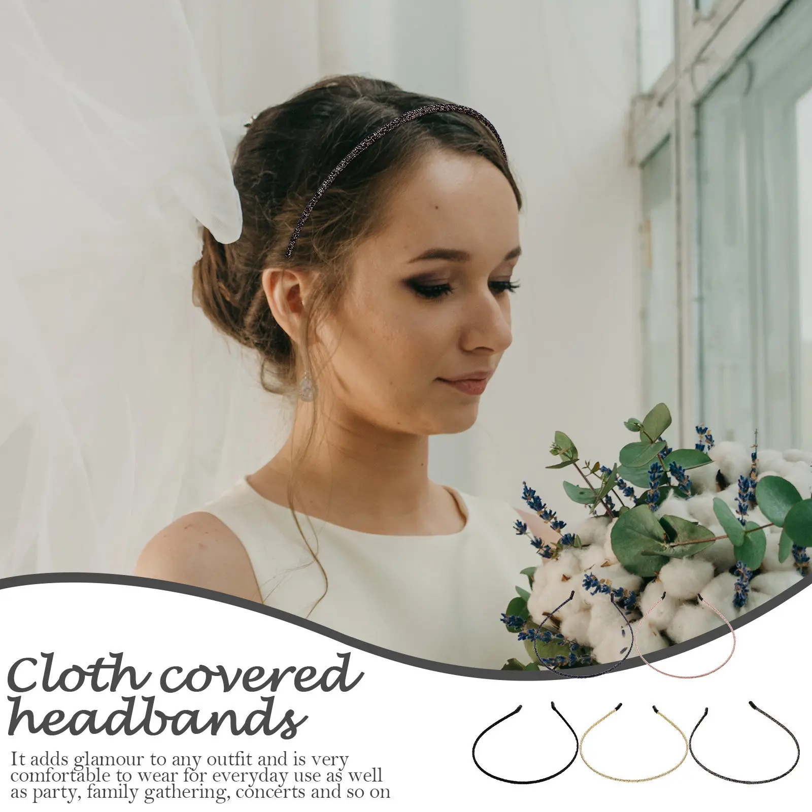 

Набор из 5 винтажных тонких ободков для волос в тканевой оплетке для женщин и девушек: легкие и удобные аксессуары для волос для спорта и умывания