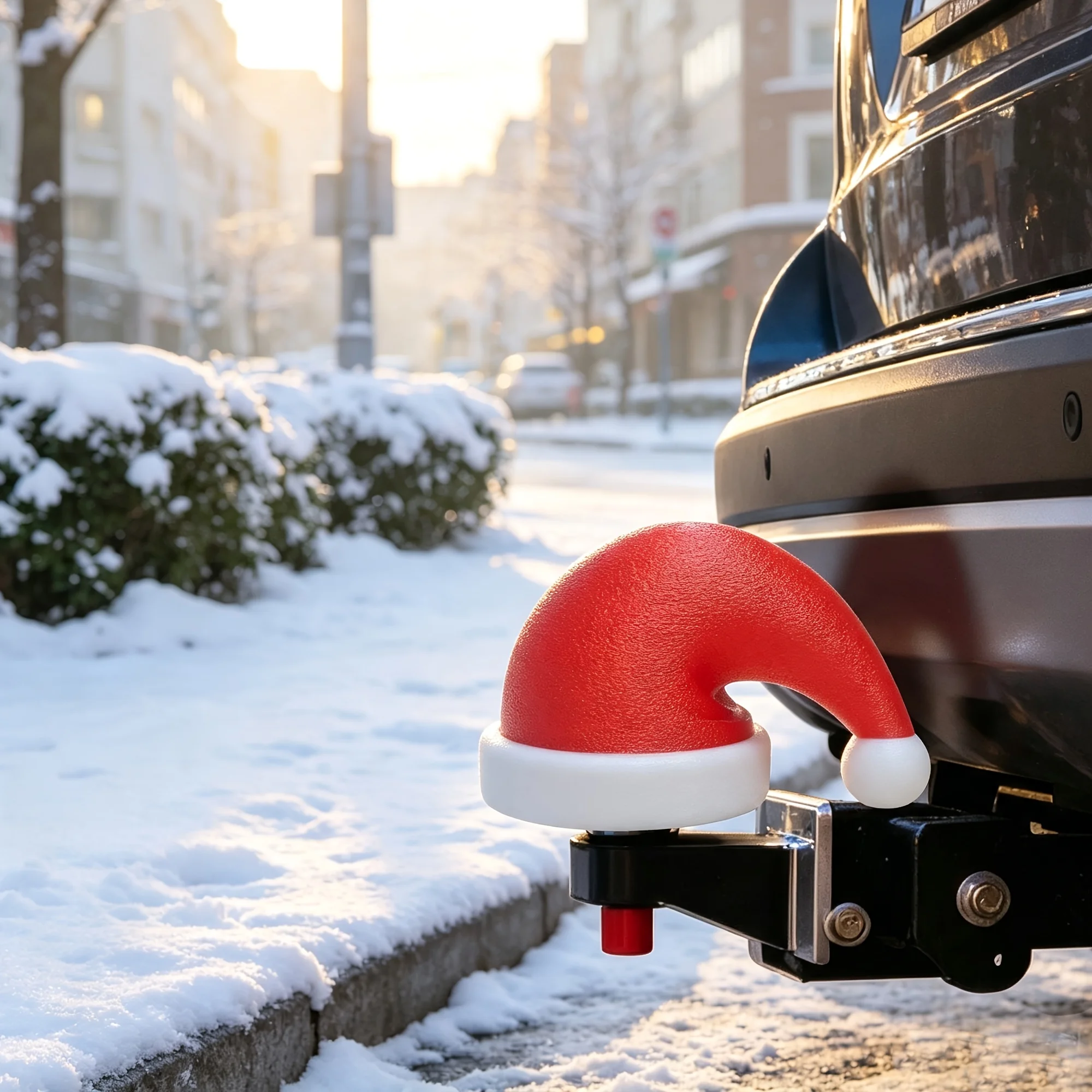 Cute Santa Hat Trailer Hitch Cover Universal 50mm ISO Ball Protector Dustproof Waterproof Decorative Towing Accessory for RV SUV
