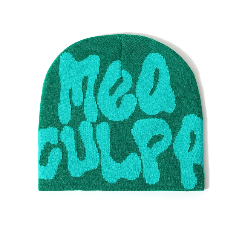 2023 New Designer Y2k Meaculpa Knitted Beanie Cap Chapeau Femme Fashion Streetwear Mea Culpa Winter Wool Hats for Women Men