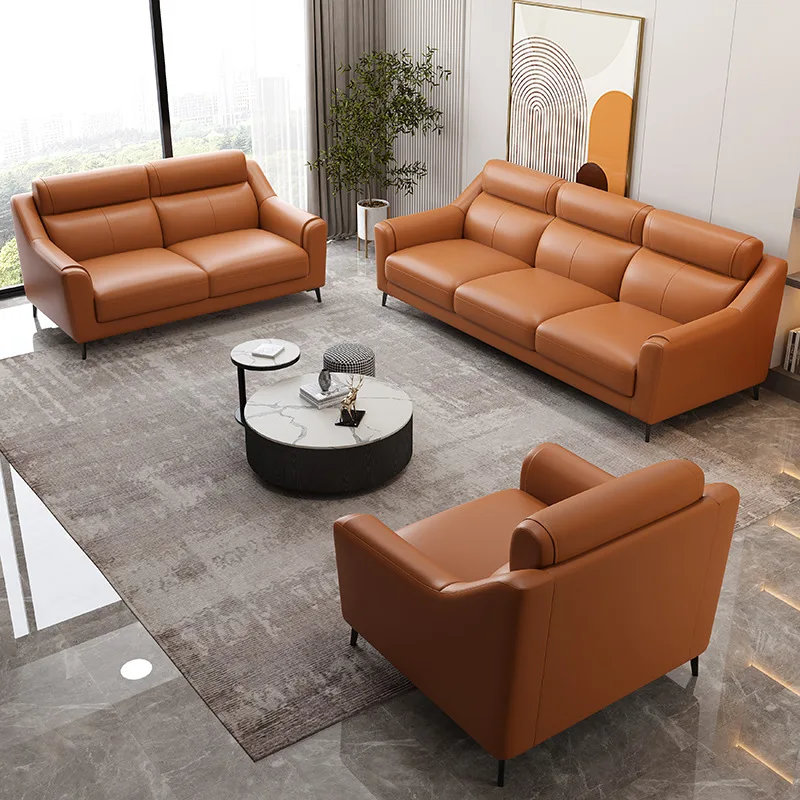 Leather sofa, first layer cowhide modern simple corner straight sofa
