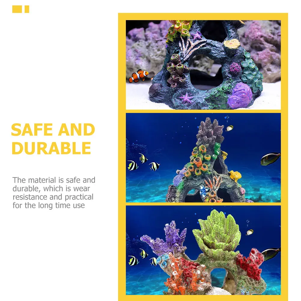 

2pcs Resin Coral Decoration Lifelike Statue Fish Tank Decor Aquarium Decorations Hideout Place Safe Durable Pet Supplies