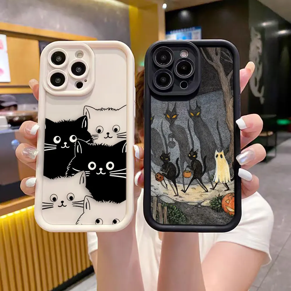 Funny Dark Monster Cat Fox Luxtury Phone Case For OPPO A17 A31 A38 A52 A53 A53S A54 A55 A57 A58 A72 A74 A76 A78 A92 A93 A94 Case