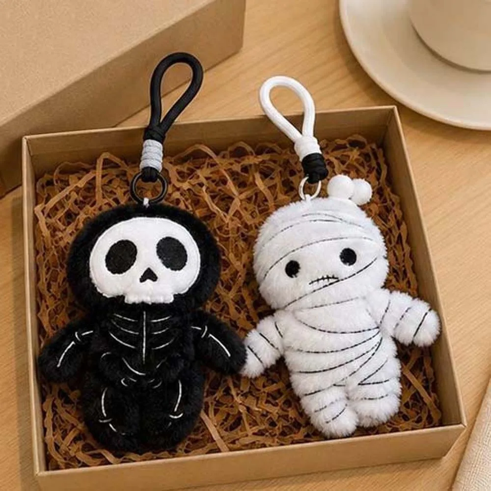 Soft Texture Mummy Key Chain Compact Size Exquisite Stitching Halloween Stuffed Comfortable Fluffy Surface Skull Bag Pendant